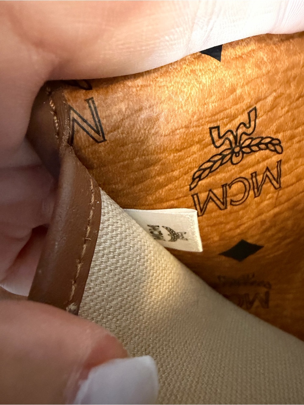MCM Visetos Shopper Tote – Cognac with Orange Center Stripe - Picture 11 of 11